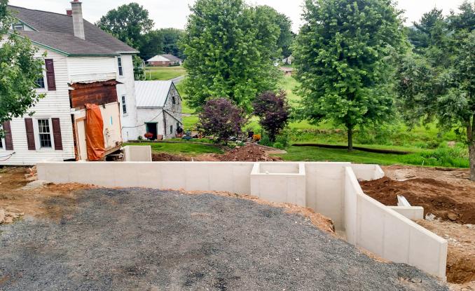 New concrete walls for house addition